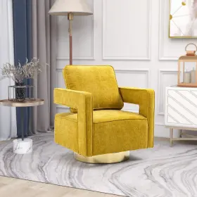 Homsof 076807997981 30.7 Inch W Swivel Accent Open Back Chair Modern Comfy Sofa With Gold Sta