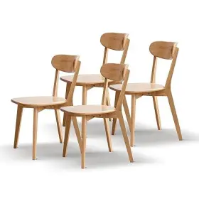 Homsof 736571575110 Oak 100% Solid Dining Chair Fas Grade Natural Wood Made In North America 4 P