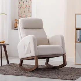 Sy2201 Homsof Rocking Chair Nursery Beige Polyester Modern Lounge For Living R