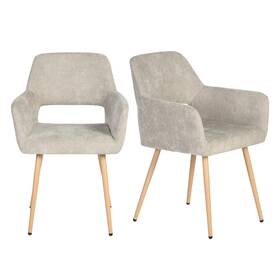 Homy Casa 717097716768 Upholstered Armrest Dining Chairs Set Of 2 Open Mid-back Design With Soft Fa
