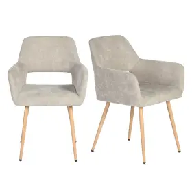 Homy Casa 717097716768 Upholstered Armrest Dining Chairs Set Of 2 Open Mid-back Design With Soft Fa