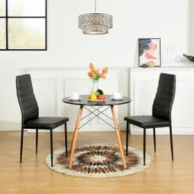 Homy Casa 717701266597 Set Of 2 Modern Dining Chairs Upholstered Armless Black-2
