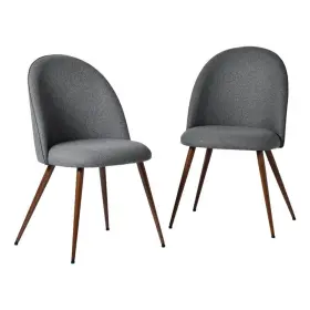 Homycasa 935653322503 Dining Chairs Set Of 2 Gray Fabric With Walnut Metal Legs