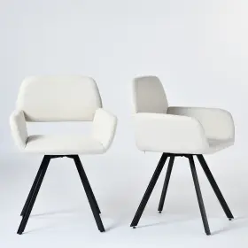 Homycasa 935653324750 Swivel Dining Chairs Set Of 2 Upholstered Seat Square Metal Leg Beige