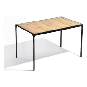 Homycasa 935653345236 47 Inch Dining Table Oak Look Top Black Metal Frame For 4