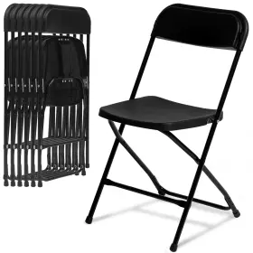 Slzdyb6346 Hongge 6 Pack Black Plastic Folding Chairs 350lb Capacity Indoor Outdoor Stackab