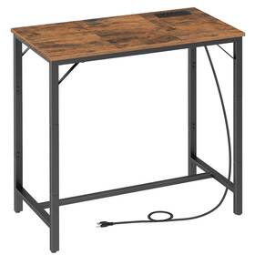 Hoobro Bf90ubt01 Bar Table With Charging 35.4 Inch L X 15.7 W 35.6 H Rustic Brown Black