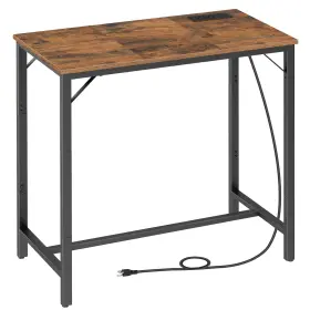 Bf90ubt01 Hoobro Bar Table With Charging 35.4 Inch L X 15.7 W 35.6 H Rustic Brown Black