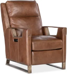 Rc810-ph-082 Hooker Furniture Rc810-ph Relic 28 Inch W Leather Recliner - Taupe / Light Wood