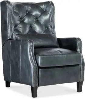 Rc824-pb-046 Hooker Furniture Rc824-pb Whittney 29 Inch W Leather Recliner - Silver Blue / Black