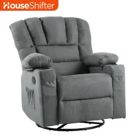Houseshifter 197839147638 Elderly Fabric Swivel Recliner Chair Rocker Glider Sofa Cup Holder Living Room