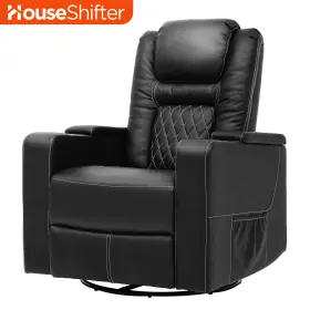 Beysht0bpo Houseshifter Elderly Heated Vibration Massage Sofa With Manual Recliner Chair Black Leather