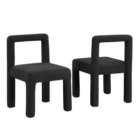 Bm-cd040bc-4pc Hs Modern Upholstered Dining Chair Set Of 4 Square Open Back Side Black
