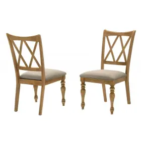 Bm-huntch-6pc Hs Antique Natural Oak Dining Chair Set Of 6 Double X Back Kitchen