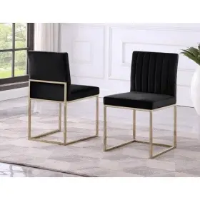 Bm-j024vbg-4pc Hs Velvet Upholstered 4 Pc Dining Chair Set Gold Metal Frame Black