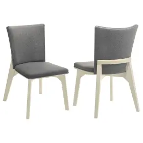 Hs00-108682-6pc-cstr-shb Hs Grey And Distressed White Upholstered Solid Back Dining Side Chair 6pc Set
