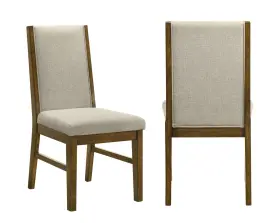 Hs002153s-6pc Hs 6pc Contemporary Rich Brown Finish Upholstered Dining Side Chairs Solid Wood