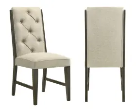 Hs002154s-4pc Hs 4pc Beige Upholstered Side Chairs Tufted Detailing Espresso Wood Frame Furniture