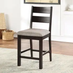 Hs11cm3495 Hs Light Grey Fabric 6pc Dining Counter Height Chairs Espresso Kitchen