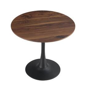 Hyyteibl Htz001 27.3 Inch Round Tulip Dining Table For 2-4 People With Walnut Top