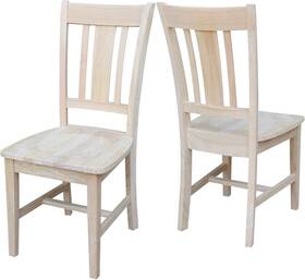 Ic International Concepts C-10p Pair Of Slat Back Chairs Unfinished