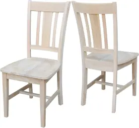 C-10p Ic International Concepts Pair Of Slat Back Chairs Unfinished