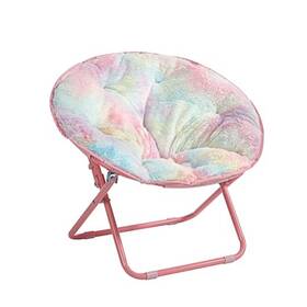 Idea Nuova 784857991543 Rainbow Faux Fur Folding Saucer Chair For Kids Cozy Bedroom And Playroom