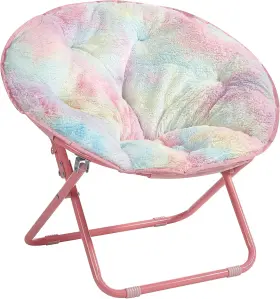 Nk658228 Idea Nuova Rainbow Faux Fur Kids Folding Saucer Chair 23 Inch Frame