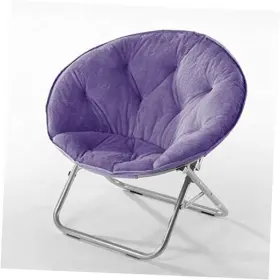 Wk656338 Idea Nuova Faux Fur Saucer Chair /silver 22 Inch D X 32 W 29 H Cozy Foldable Purple