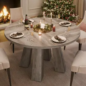 Idealhouse 800072701047 47 Inch Round Dining Table For 4-6 47.2 X 29.9 Inches Grey