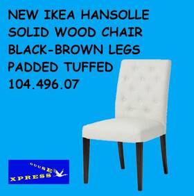 Ikea 104.496.07 Hansolle Solid Wood Chair Black-brown Legs Padded And Tuffed New