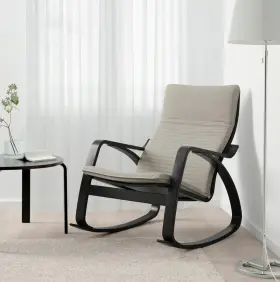 294.292.61 Ikea Po Ng Rocking Chair Black-brown/knisa Light Beige - New