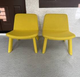 Ikea 45350 Gubbo Pair Yellow Accent Chairs - Mid Century Modern Mcm Blu Dot Style
