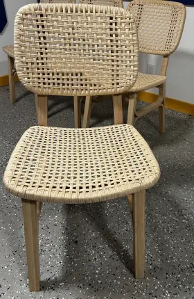 504.502.36 Ikea Voxl V Dining Chair Set Of 5 Light Wood And Rattan Beige Armless