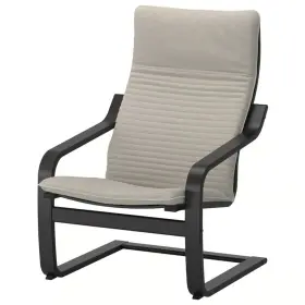 693.065.45 Ikea Poang Armchair Black-brown/knisa Light Beige - New