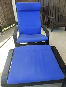 813.058.07 Ikea Poang Armchair - Chair And Ottoman With Cushions