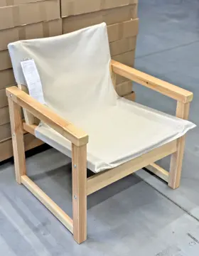 905.550.95 Ikea Sj Ls Armchair Solid Pine Linen/polyester New