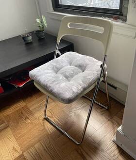 Ikea Aa-321907-2 Nisse Folding Chair Beige/gray With Cushion Metal Frame 30x15x15