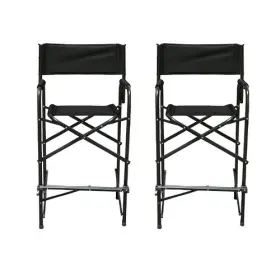 284009002-vc Impact Canopies Tall Folding Directors Chair Heavy Duty Set Of 2 Chairs Black