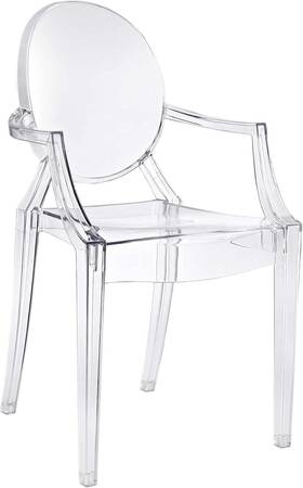 Inc. 445045455423 Casper Modern Acrylic Stacking Kitchen And Dining Room Arm Chair In Clear - Full