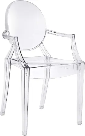 Inc. 445045455423 Casper Modern Acrylic Stacking Kitchen And Dining Room Arm Chair In Clear - Full