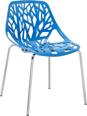 Ee-651-blu Inc. Stencil Modern Stacking Kitchen And Dining Room Chair In Blue