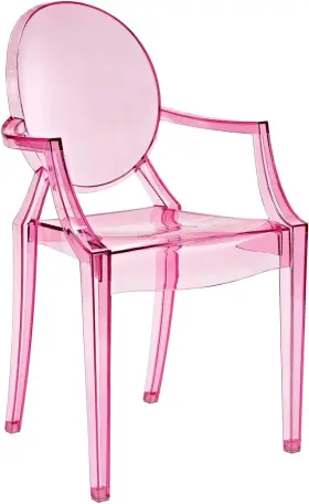 Eei-121-pnk Inc. Casper Modern Acrylic Stacking Kitchen And Dining Room Arm Chair In Pink - Fully
