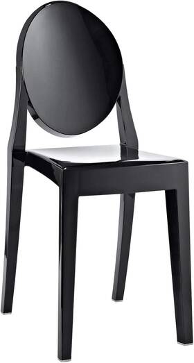 Inc. Eei-122-blk Casper Modern Acrylic Stacking Kitchen And Dining Room Chair In Black - Fully As