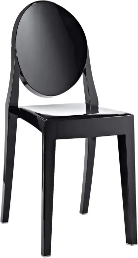 Eei-122-blk Inc. Casper Modern Acrylic Stacking Kitchen And Dining Room Chair In Black - Fully As