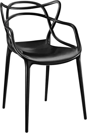 Eei-1458-blk Inc. Entangled Modern Molded Plastic Kitchen And Dining Room Arm Chair In Black - Ful