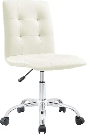 Eei-1533-whi Inc. Prim Ribbed Armless Mid Back Swivel Conference Office Chair In White