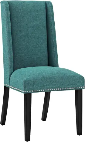 Eei-2233-tea Inc. Mo- Baron Modern Tall Back Wood Upholstered Fabric Dining Chair Teal