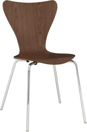 Eei-537-wal Inc. Ernie Mid-century Modern Wood Stacking Kitchen And Dining Room Chair In Walnut