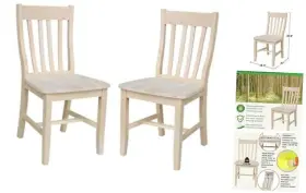 C-61p Inc International Concepts Set Of 2 Unfinished Solid Wood Cafe Dining Chairs Parawood Construction